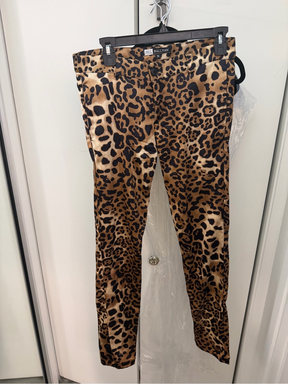 Leopard Print Satin Pants - Tan Black